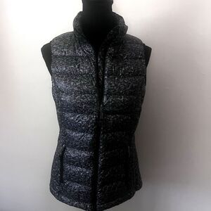 Women’s Small Gray Goose‎ Down Puffer Vest Packable Insulated Full zip